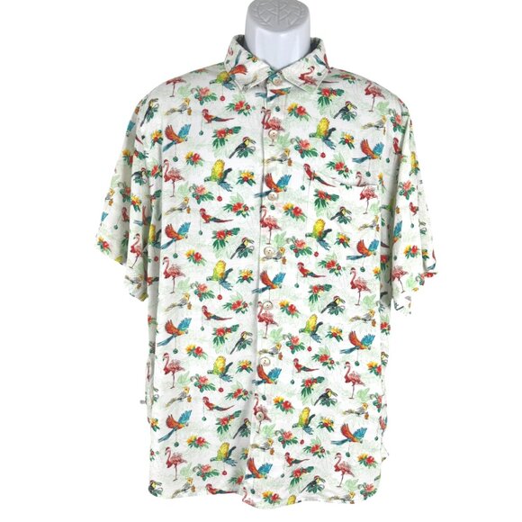 Tommy Bahama Veracruz Cay Hawaiian Shirt Mens Large Holiday Birds TP-3325 - Picture 1 of 12